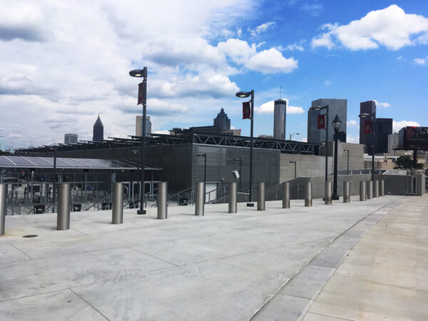 Bollards In Front Of Stadium Entrance